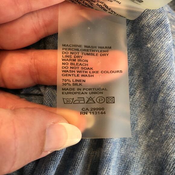 Majestic Filatures blue linen silk blend button front jacket size 3 or Medium - Picture 10 of 14